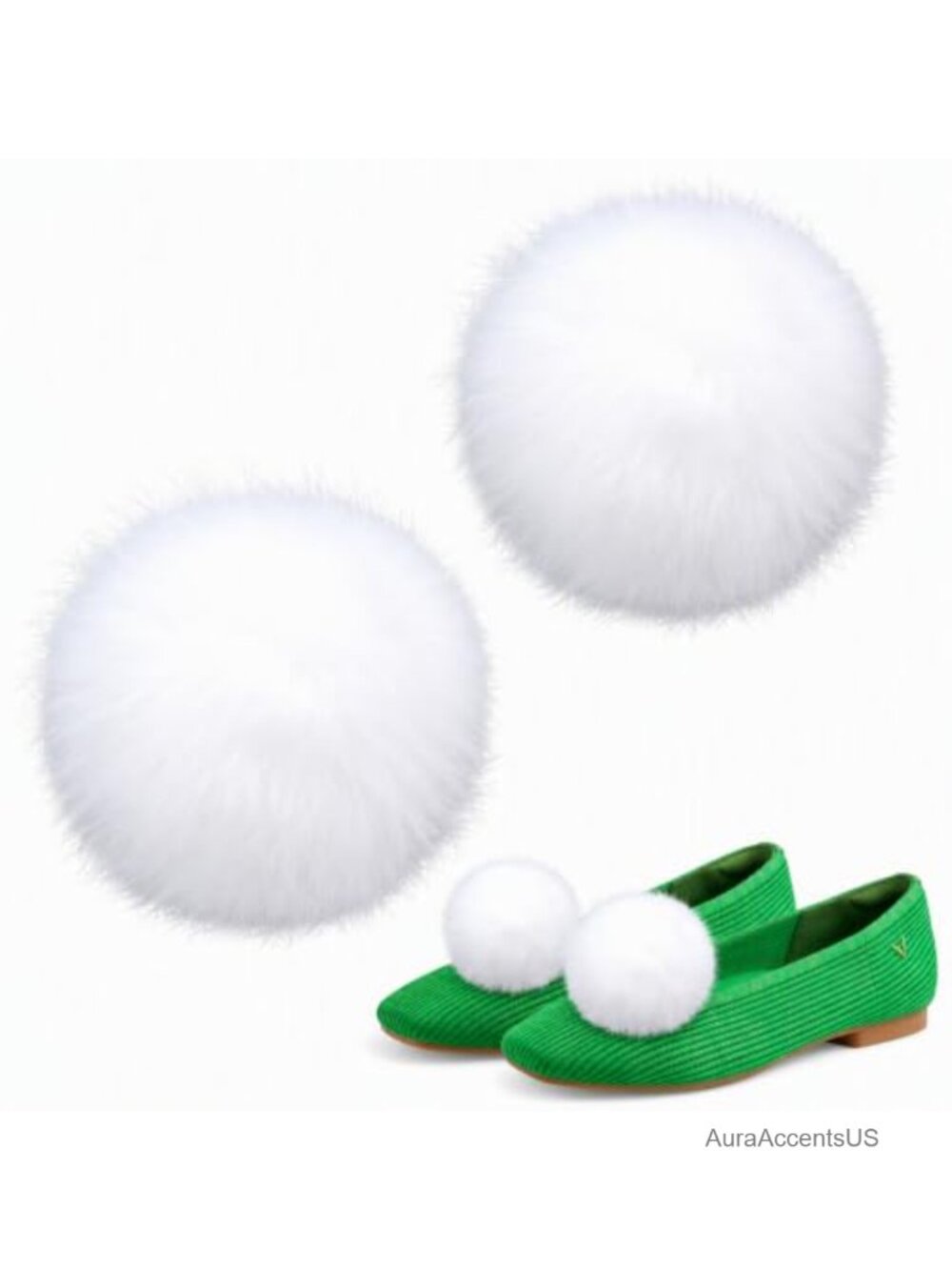 Faux Mink Fur Shoe Pom Poms Clip On Tinkerbell Costume Accessories 2 Pc